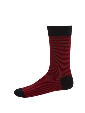 Oliver Brown Horizontal Stripe Socks Red/Black