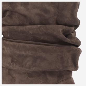 Amina Muaddi Womens Boots Jamie Suede Brown Leather
