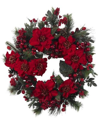 Nearly Natural 24in. Poinsettia Wreath