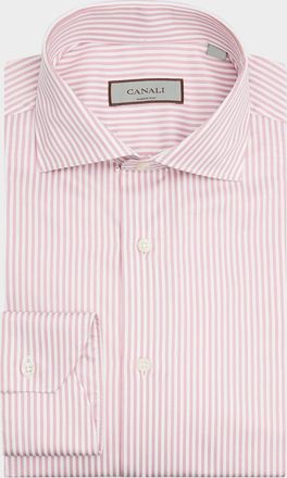 Canali Mens Classic-Fit Cotton Bengal Stripe Dress Shirt