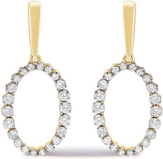 House of Brilliance 14K Yellow Gold Graduating 1/2 Cttw Diamond Oval Dangle Earrings