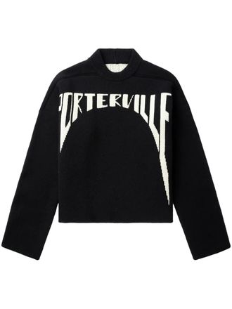 Rick Owens intarsia-knit logo jumper - women - Wool - L - Black