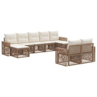 vidaXL Conjunto De Sof&aacute;s De Jard&iacute;n 9 Pcs Beige Y Blanco Crema Vidaxl