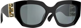 Chanel Sunglasses, female, Black, Size: 54 MM Butterfly Sunglasses