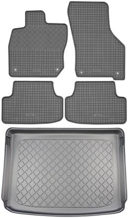 OEM Audi A3 8y Hatchback (5 Puertas) Desde 03.2020 Set - Alfombrillas De Goma Para Coche + Alfombrilla Para Maletero