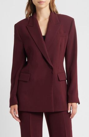 Mango Iguana Double Breasted Blazer in Maroon at Nordstrom, Size Xx-Large