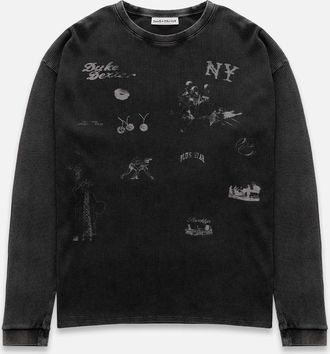 Duke + Dexter Duke + Dexter, Mens NY Sketch Washed Grey Waffle Top, Size XXL