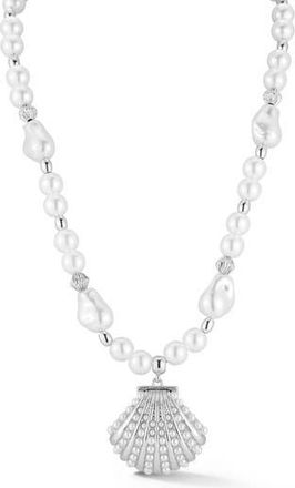 Glaze Jewelry Faux Pearl Shell Pendant Necklace in Silver at Nordstrom Rack