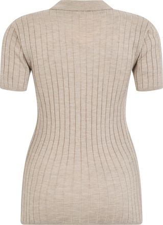 Toteme Womens Polo Top Silk-Cashmere Beige Tops
