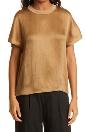 Vince Flutter Sleeve Silk Top in Almond at Nordstrom Rack, Size X-Large