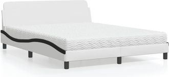 vidaXL Vidaxl - Cama Con Colch&oacute;n Cuero Sint&eacute;tico Blanco Y Negro 160x200 Cm