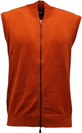 Alpha Studio Wollen Mouwloze Trui Tamarindo Bomber - Heren - Bodywarmers - Oranje - M - Wol - Jassen