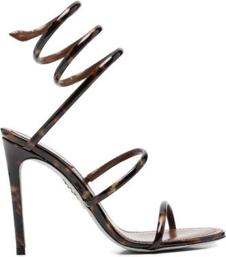 Rene Caovilla Brown Open Toe Heels