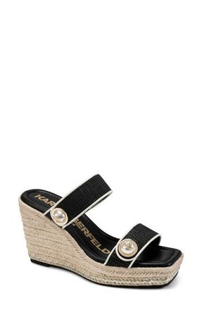 Karl Lagerfeld Carsen Double Band Espadrille Sandal in Black/Cream at Nordstrom, Size 8