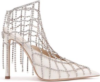 Jimmy Choo London Scotty 110 Crystal Chains Nappa Mules, Brand Size 37.5 ( US Size 7.5 )