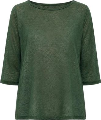 Aragona D3369Tp-845 Top met boothals - Dames - Blouses - Groen - XL - Linnen - Overhemden