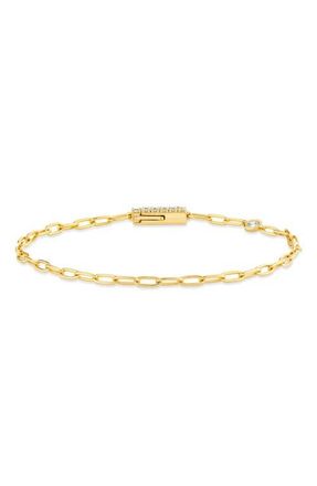 Crislu Layer Up Paperclip Chain Bracelet in 18Kt Yellow Gold /Clear Stone at Nordstrom, Size 6.5