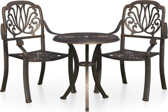 vidaXL Mesa Y Sillas De Bistr&oacute; 3 Piezas Aluminio Fundido Color Bronce Vidaxl