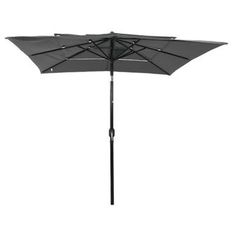 Berkfield Home 3-Tier Parasol with Aluminium Pole Anthracite 2.5x2.5 m in Dark Grey