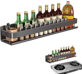 OEM Estante Para Especias De Pared, Estante Para Especias De Cocina, 50 Cm, Organizador De Aluminio, Negro