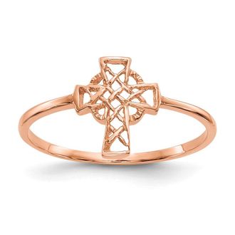 Diamond2Deal 14k Rose Gold Polished Celtic Cross Ring