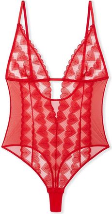 Etam Desire Rouge Cotton Bodysuit in Red at Nordstrom, Size Medium