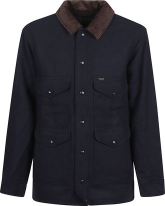 Filson Structured Black Jacket With Flap Pockets And Contrasting Collar