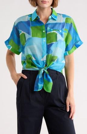 FRNCH Candys Button-Up Shirt in Geo Blue at Nordstrom Rack, Size X-Small