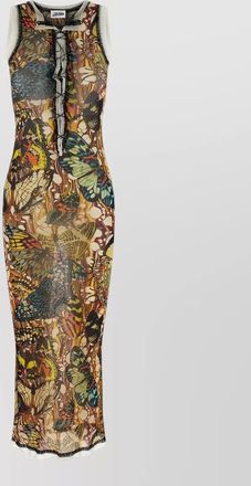 Jean Paul Gaultier reedition butterfly print dress lace up