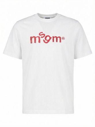 Msgm White Logo T-Shirt