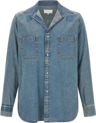 Maison Margiela Taped Cotton Shirt - Heren - Spijkeroverhemden - Blauw - L - Katoen - Overhemden
