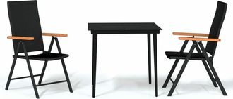 vidaXL Juego De Comedor De Jard&iacute;n 3 Piezas Negro Vidaxl