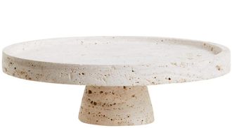 Fifty Five South Edle Tortenplatte Holly aus Travertin &oslash; 30 cm - Weiss