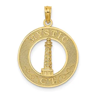 Diamond2Deal 14k Yellow Gold MYSTIC CT Lighthouse Charm Pendant
