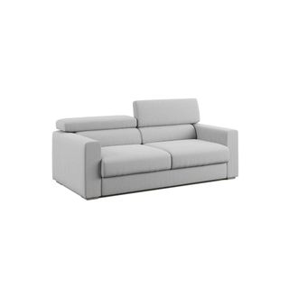 Divani.Store Dylan Sof&aacute; Con Pouf Extra&iacute;ble En Tejido Efecto Algod&oacute;n Impermeable 158 Cm Gris