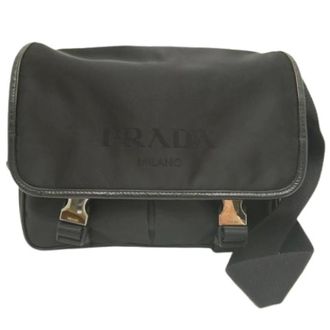 Prada Pre-owned Saffiano Schoudertas - Heren - Pre-owned - Zwart - Maat: ONE Size Leer