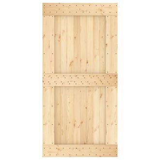 Berkfield Home Sliding Door with Hardware Set 100x210 cm Solid Wood Pine in Natural