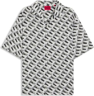 HUGO BOSS Oversized-fit shirt with statement print