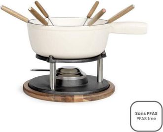 Livoo Set Para Fondue Tradicional - Livoo - Men426c - 2,6l - 6 Personas - Hierro Fundido Esmaltado - 6 Tenedores - Caquelon Compatible Con Todos Los Fuegos