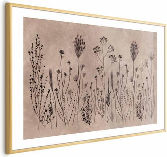 OEM P&oacute;ster - Flores Silvestres - Plantas Negras Sobre Fondo Encalado
