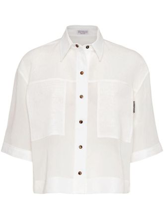 Brunello Cucinelli Cropped blouse - Wit