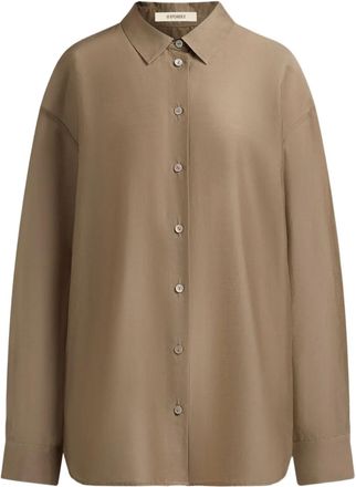 12 Storeez mother-of-pearl button-fastening shirt - Brown