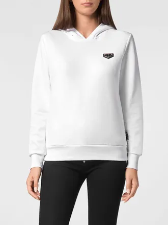 Philipp Plein Contrast Logo Jersey Hoodie with Pouch Pockets
