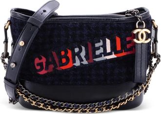 Chanel Gabrielle Logo Hobo Tweed and Calfskin Small shoulder bag - Blauw