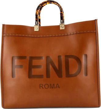 Fendi Sunshine Shopper Leather Large tote bag - Bruin