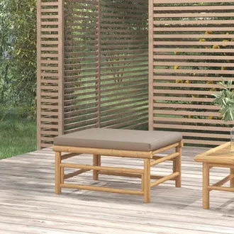 vidaXL Reposapi&eacute;s De Jard&iacute;n Bamb&uacute; Con Coj&iacute;n Gris Taupe Vidaxl