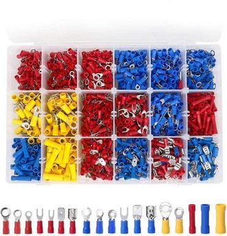 OEM Terminales El&eacute;ctricos Para Autom&oacute;vil, 1200 Piezas De Terminales De Crimpado, Incluye Empalme De Pala, Anillo, Bala Y Conector Piggy Back, Juego De Con