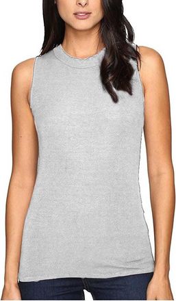 Three Dots Krystine-Sleeveless Rib Tank Top In Granite Grey