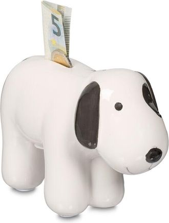 Relaxdays 10 X Hucha Perro, Caja Para Propinas, Monedas Y Billetes, Hucha Con Ranura, Hbt 12x21x9 Cm, Cer&aacute;mica, Negro Y Blanco