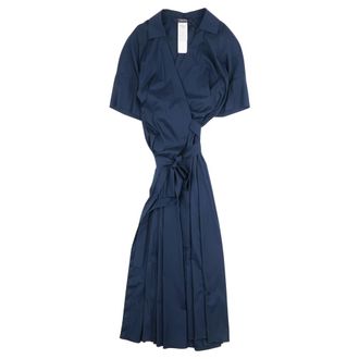 Max Mara Sarah Poplin Wrap Dress - female - Max Mara - Maxi Dresses - Blue - 2XS - Dresses